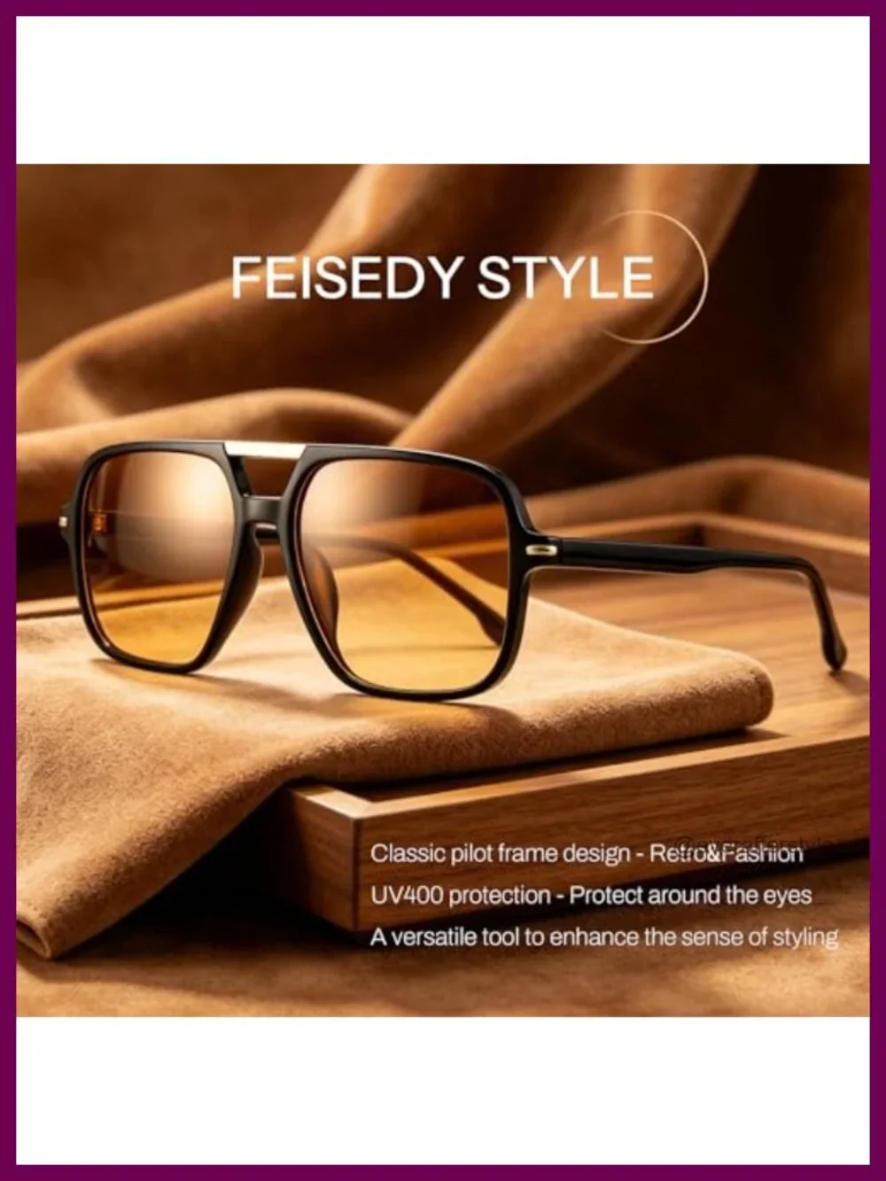 Retro Aviator Sunglasses for Women Men UV400 Protective Oversized Square Frame